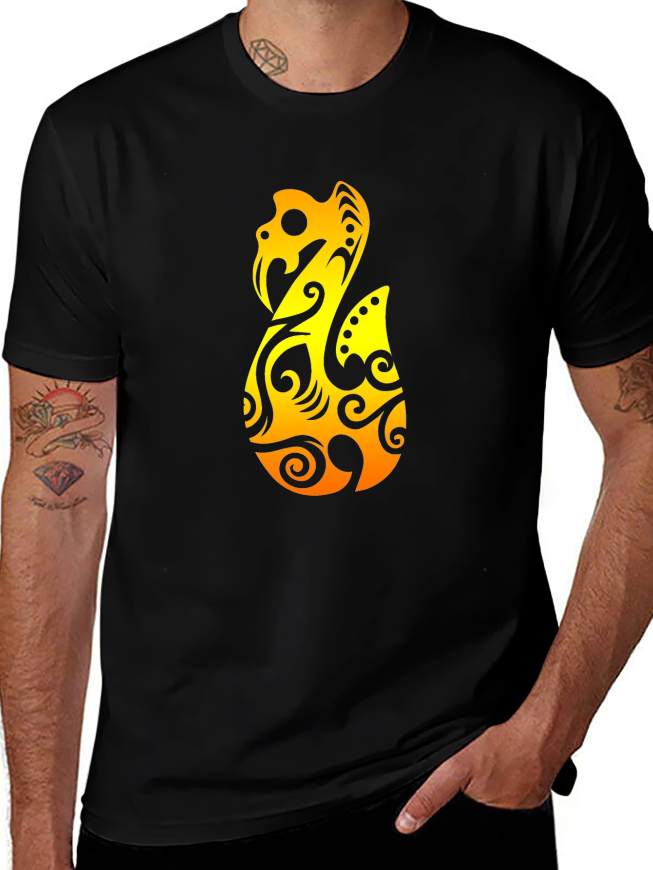 Tribal Hook Graphic Black T-Shirt