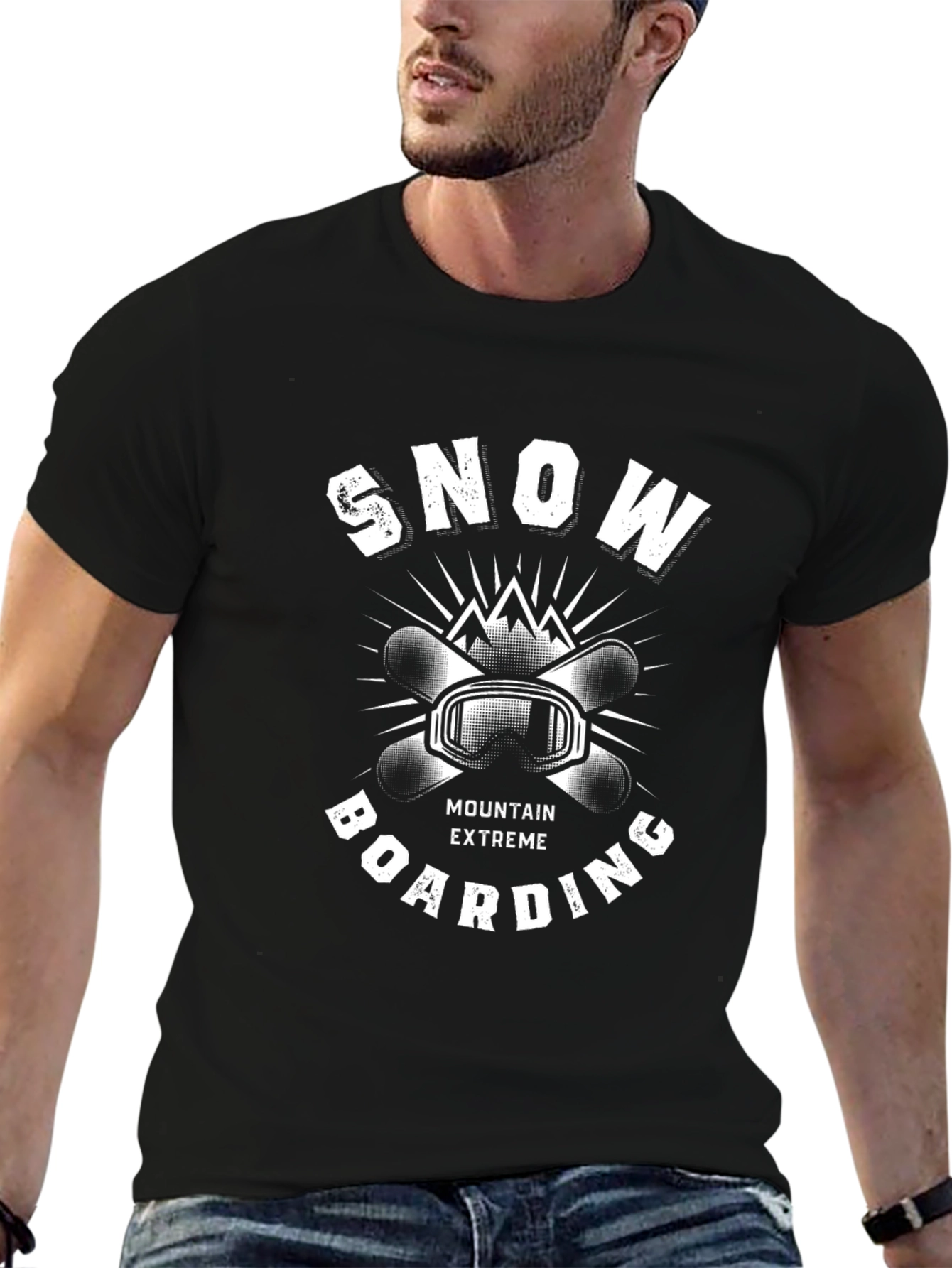 Snowboarding Graphic Tee - Black