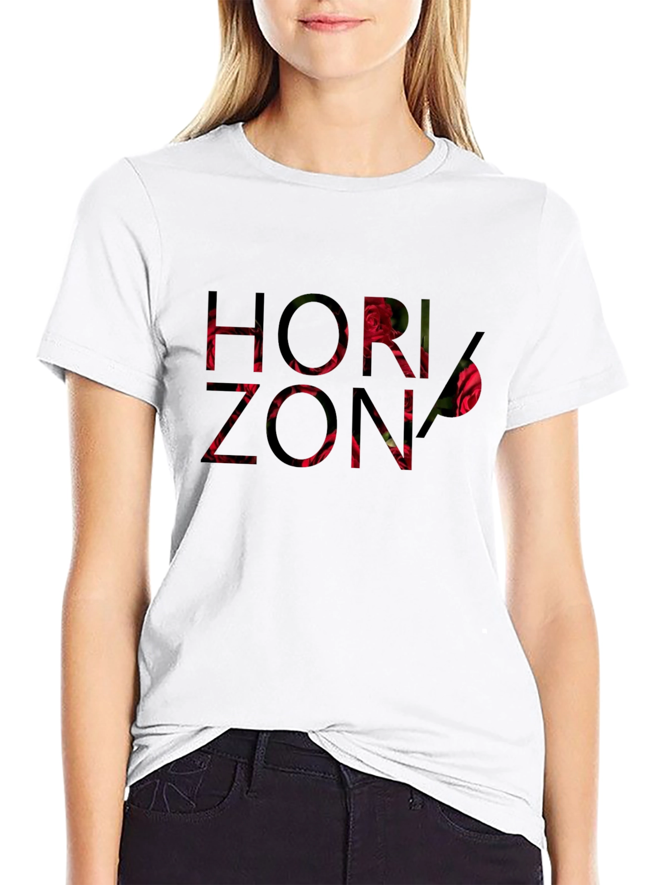 Horizon Rose Graphic Black Tee