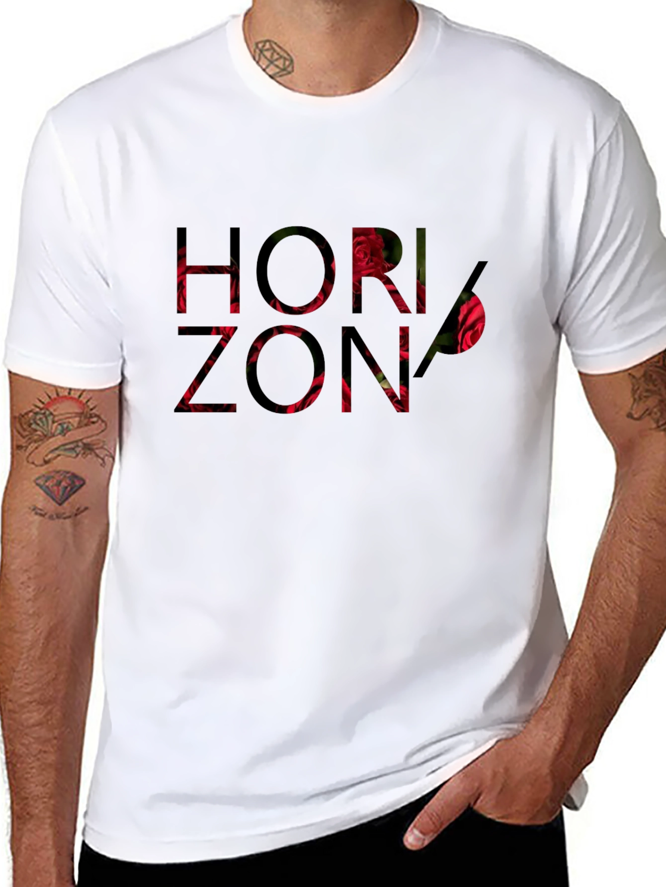 Horizon Rose Graphic Black Tee