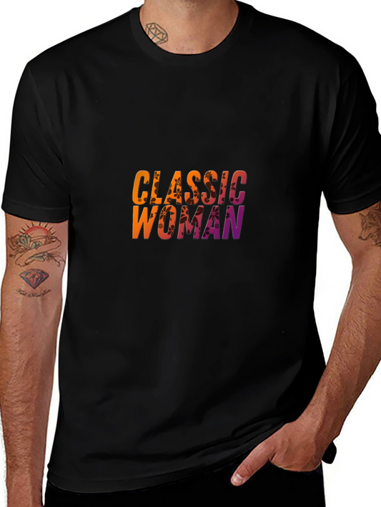 Classic Woman Graphic Print Black T-Shirt