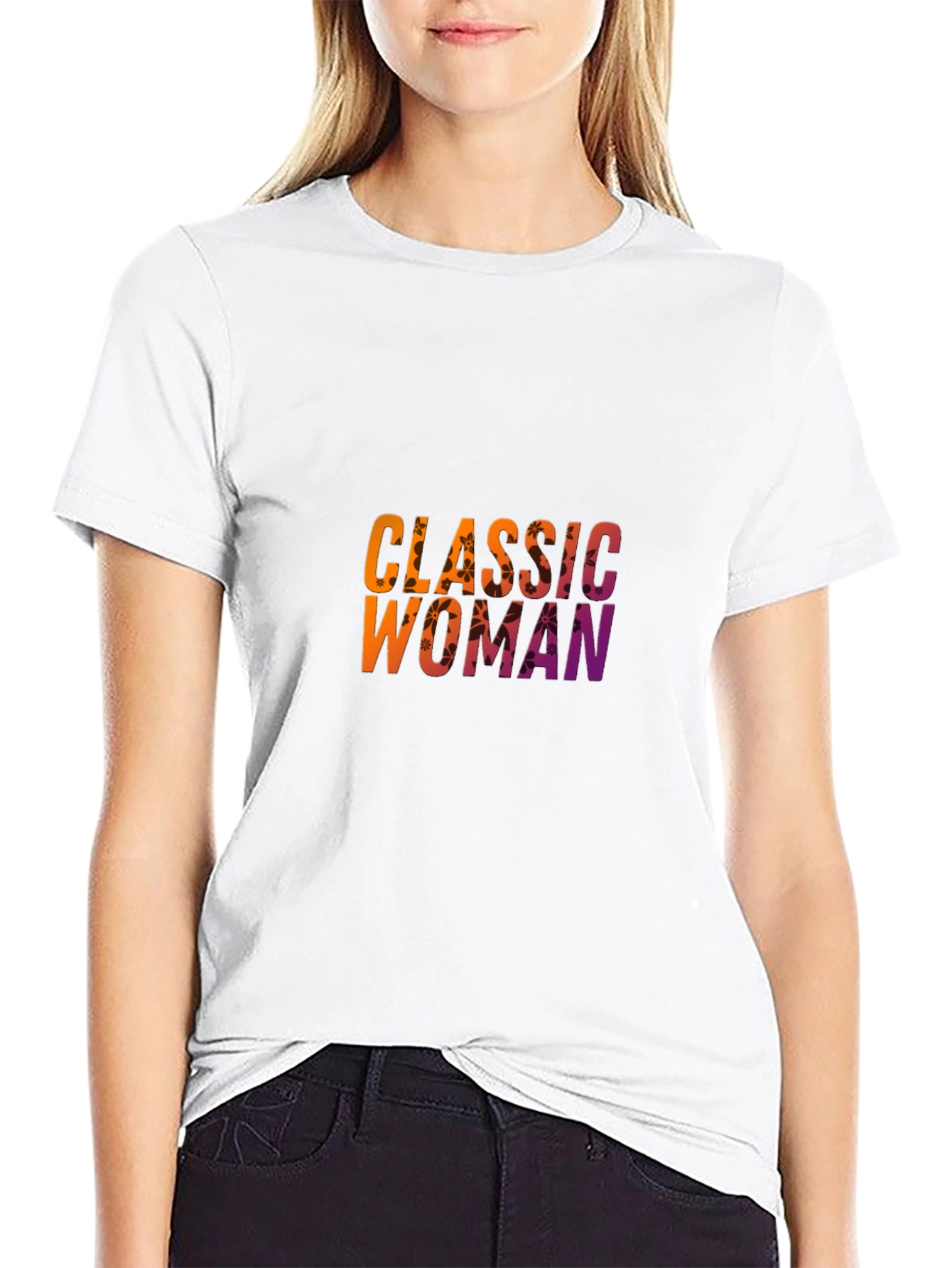 Classic Woman Graphic Print Black T-Shirt