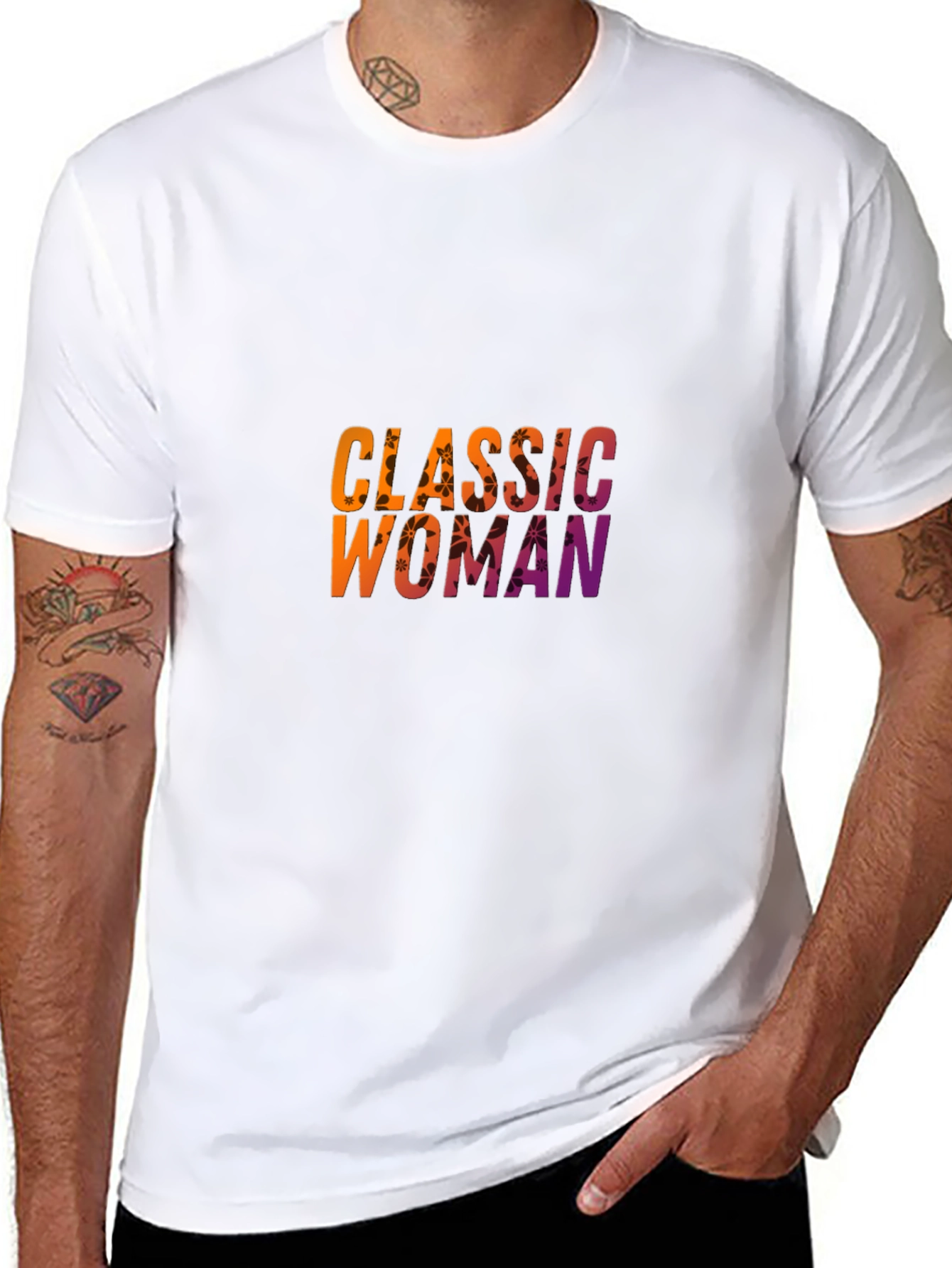 Classic Woman Graphic Print Black T-Shirt
