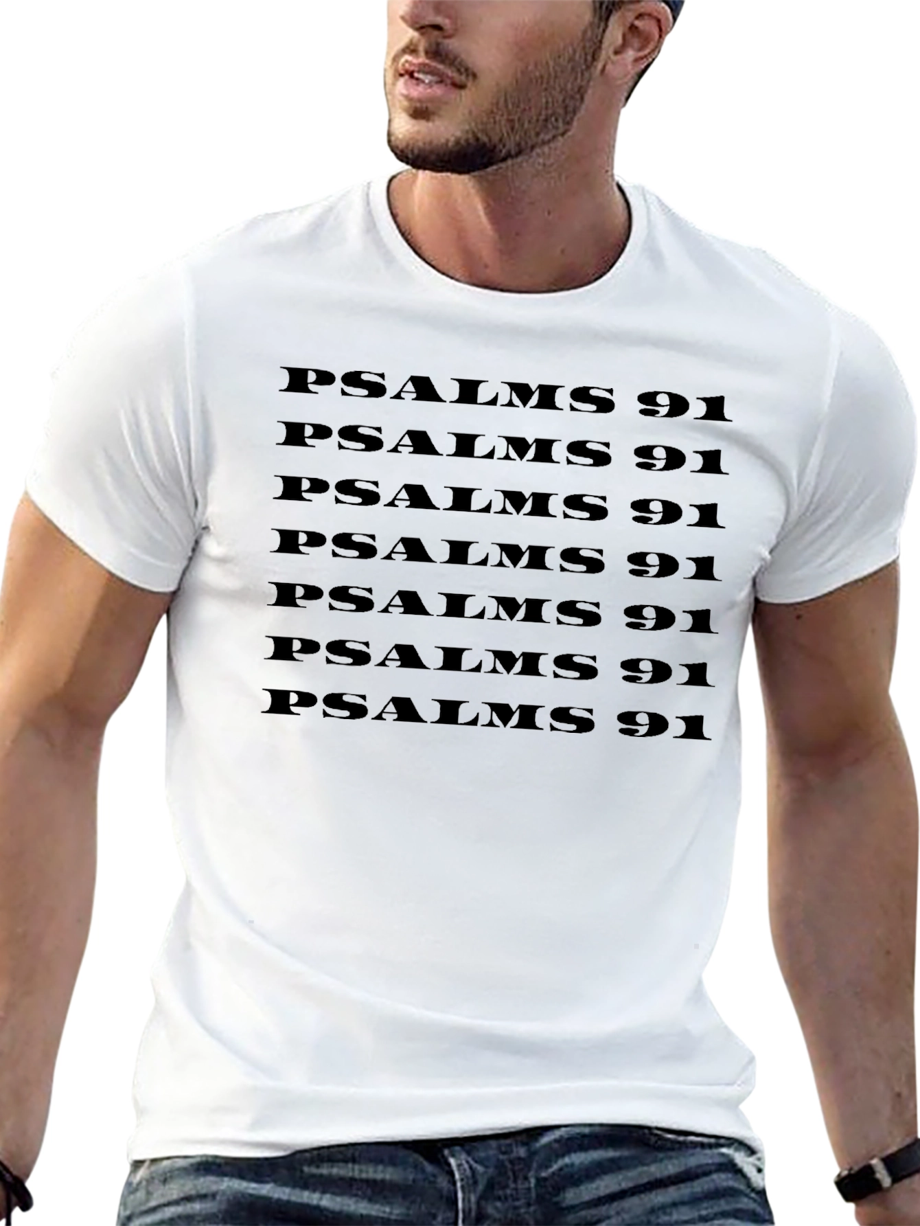 Psalms 91 Graphic T-Shirt - Mens Black Tee
