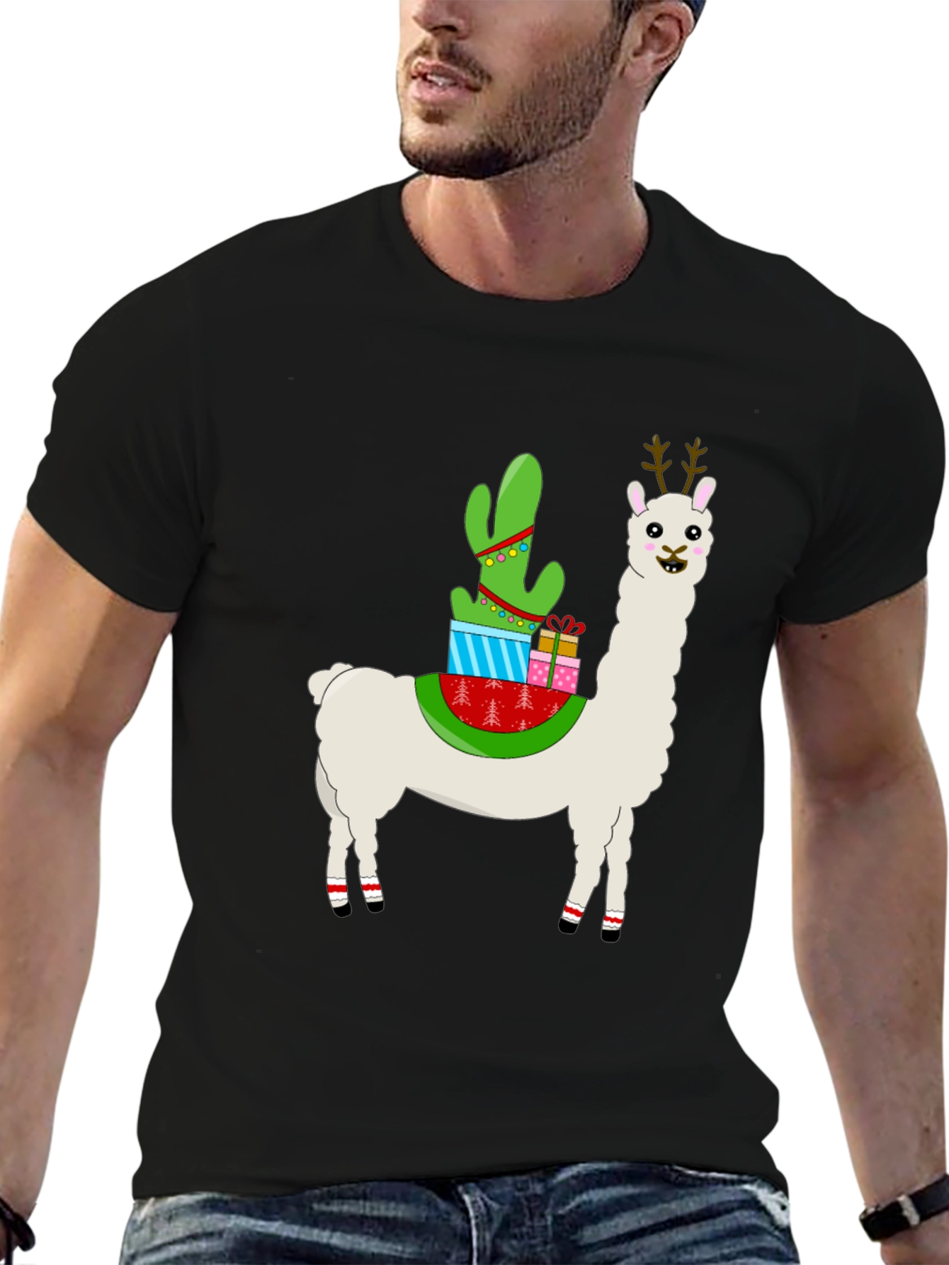 Christmas Llama Cactus Gift T-Shirt
