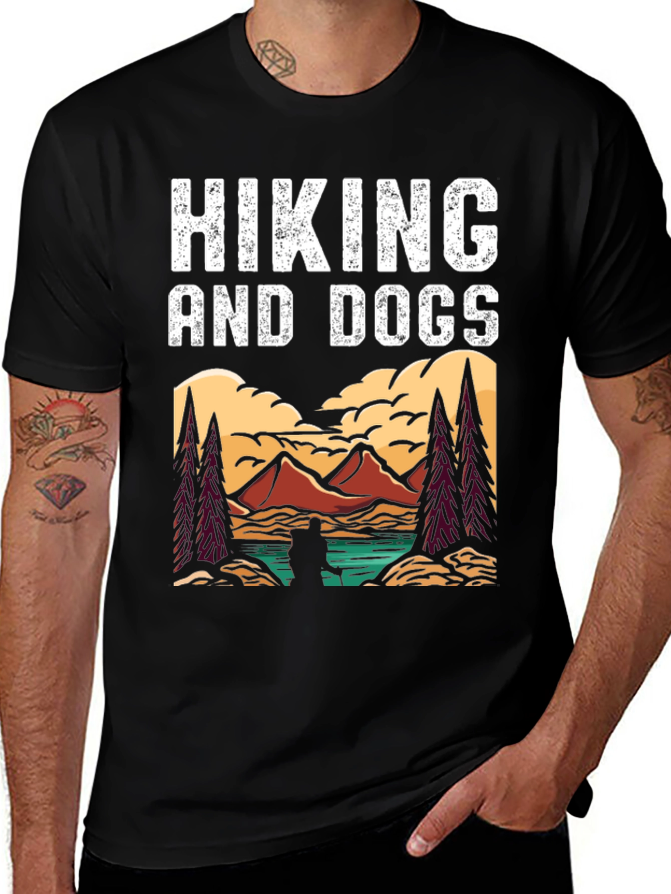 Hiking and Dogs Graphic T-Shirt