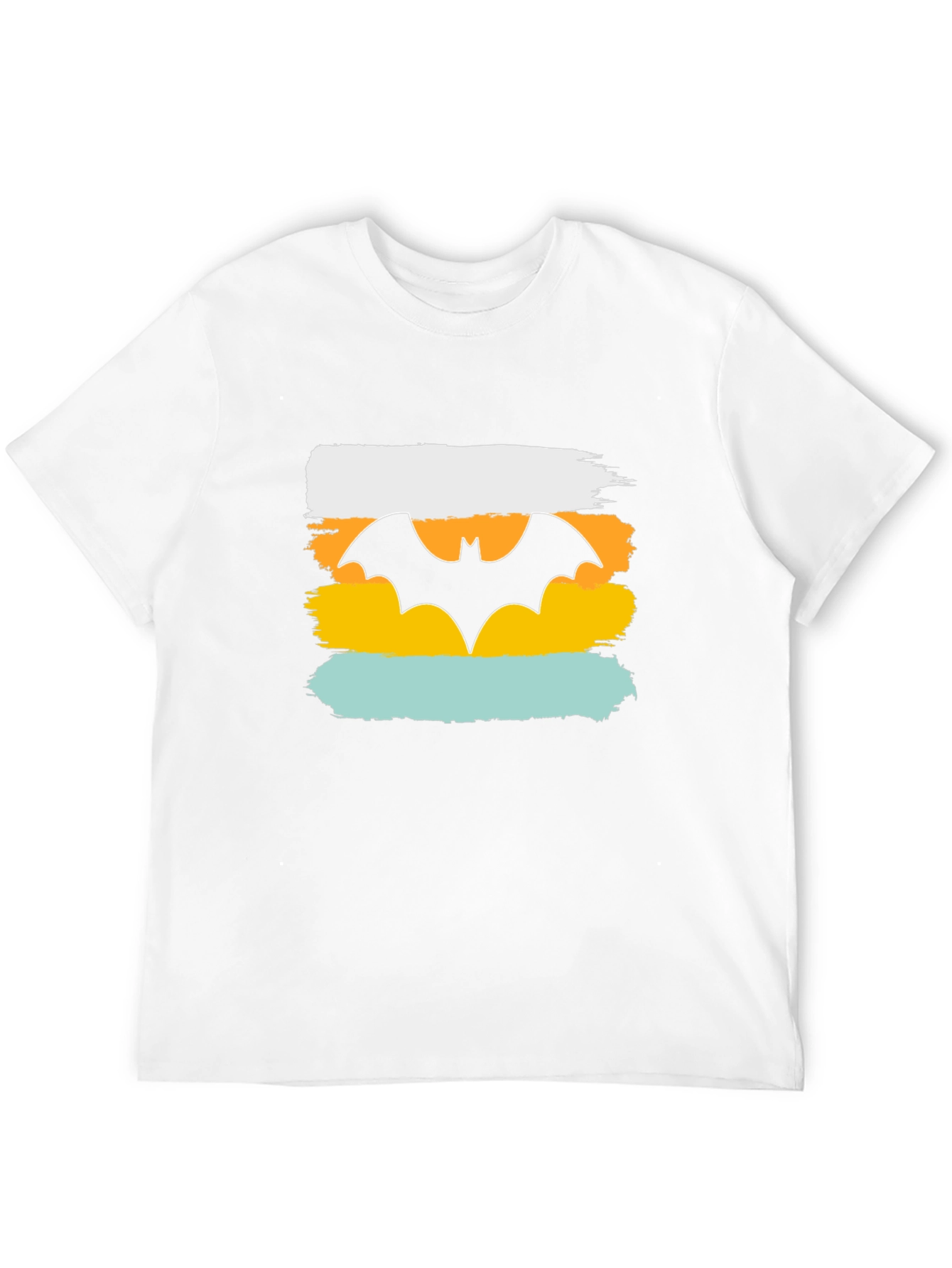 Mens Graphic Tee: Retro Bat Symbol Design