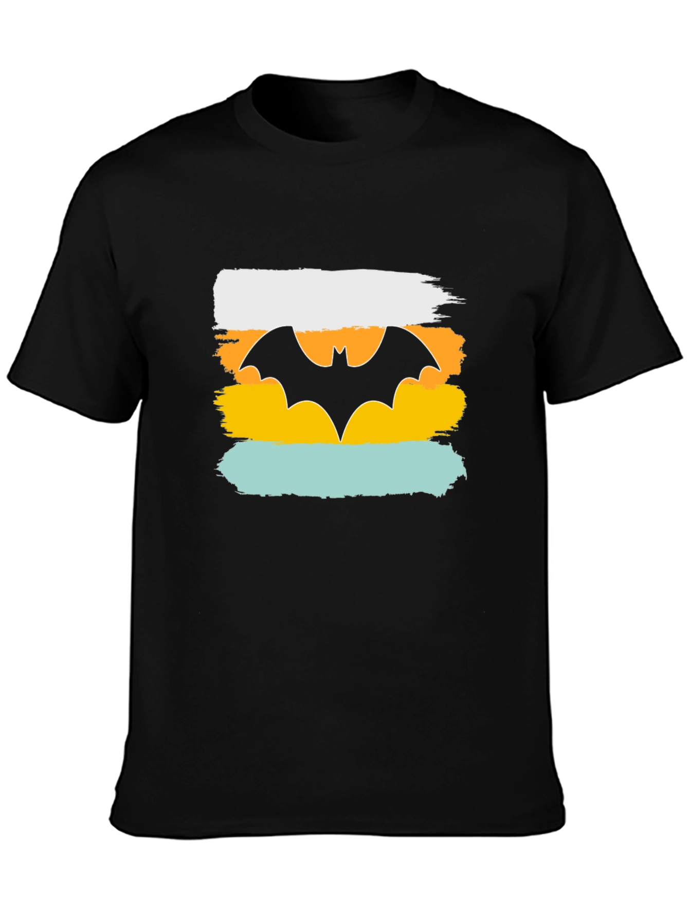 Mens Graphic Tee: Retro Bat Symbol Design
