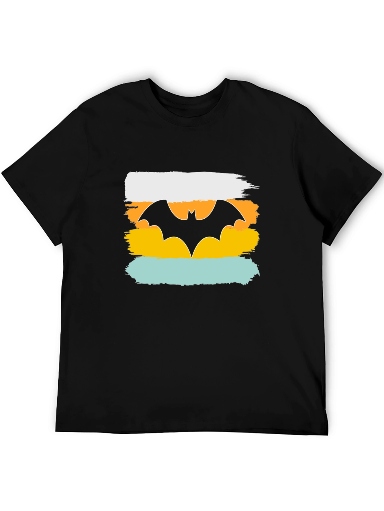 Mens Graphic Tee: Retro Bat Symbol Design