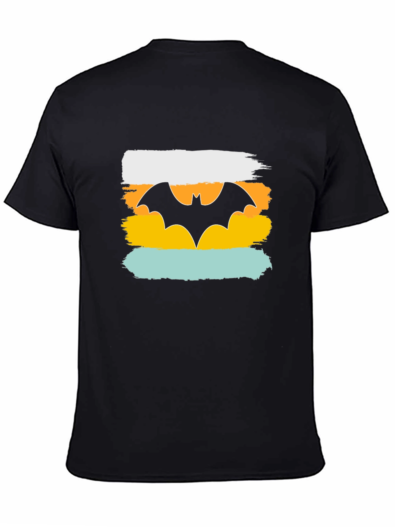 Mens Graphic Tee: Retro Bat Symbol Design