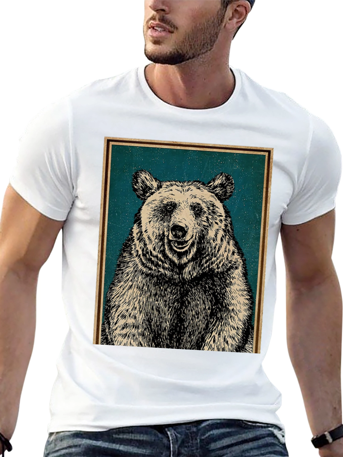 Bear Graphic Print Crew Neck T-Shirt