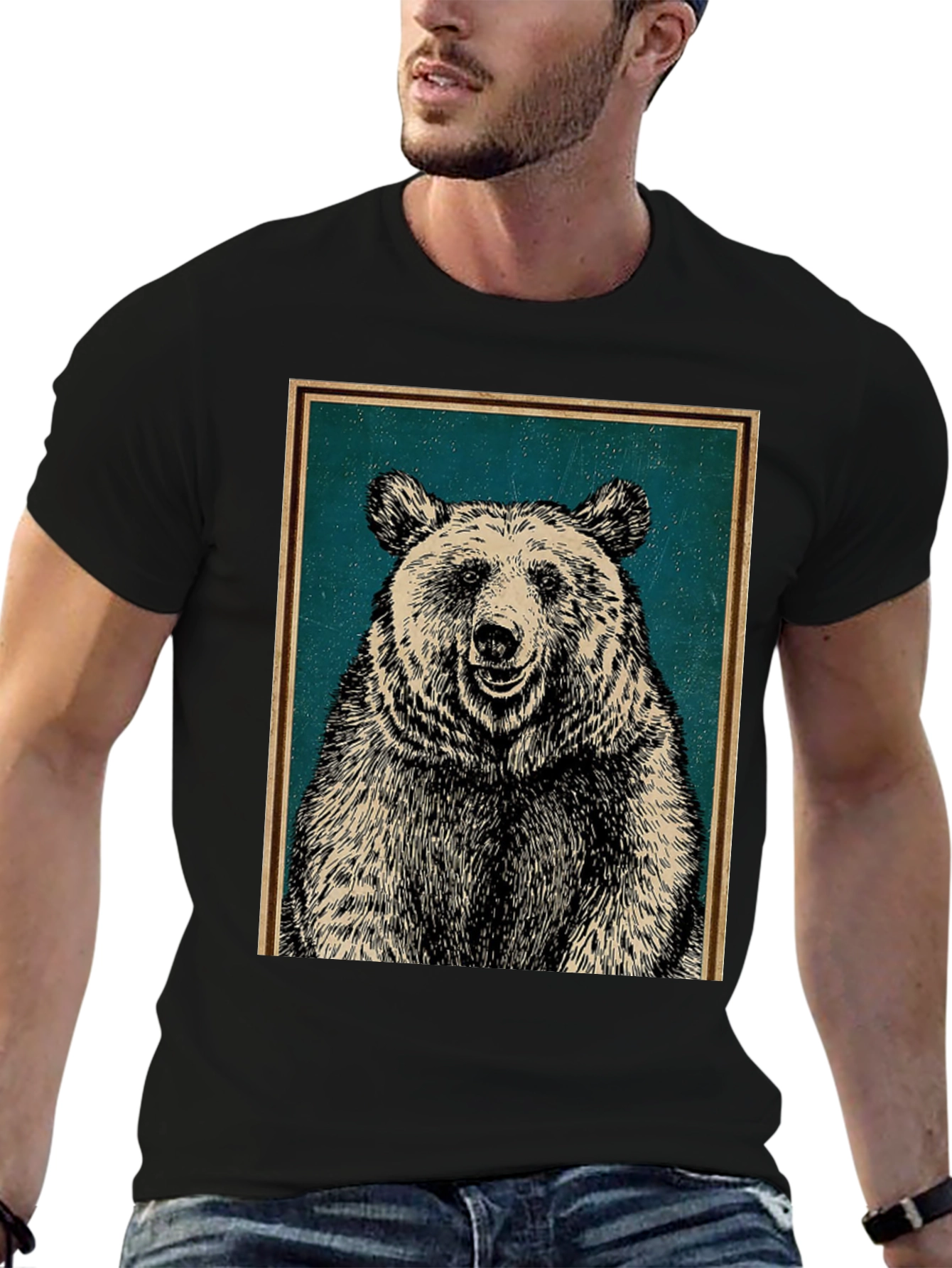 Bear Graphic Print Crew Neck T-Shirt