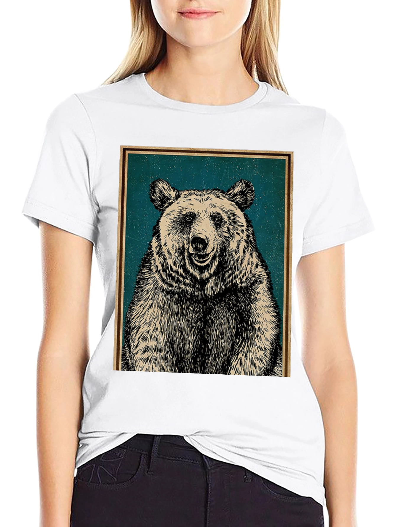 Bear Graphic Print Crew Neck T-Shirt