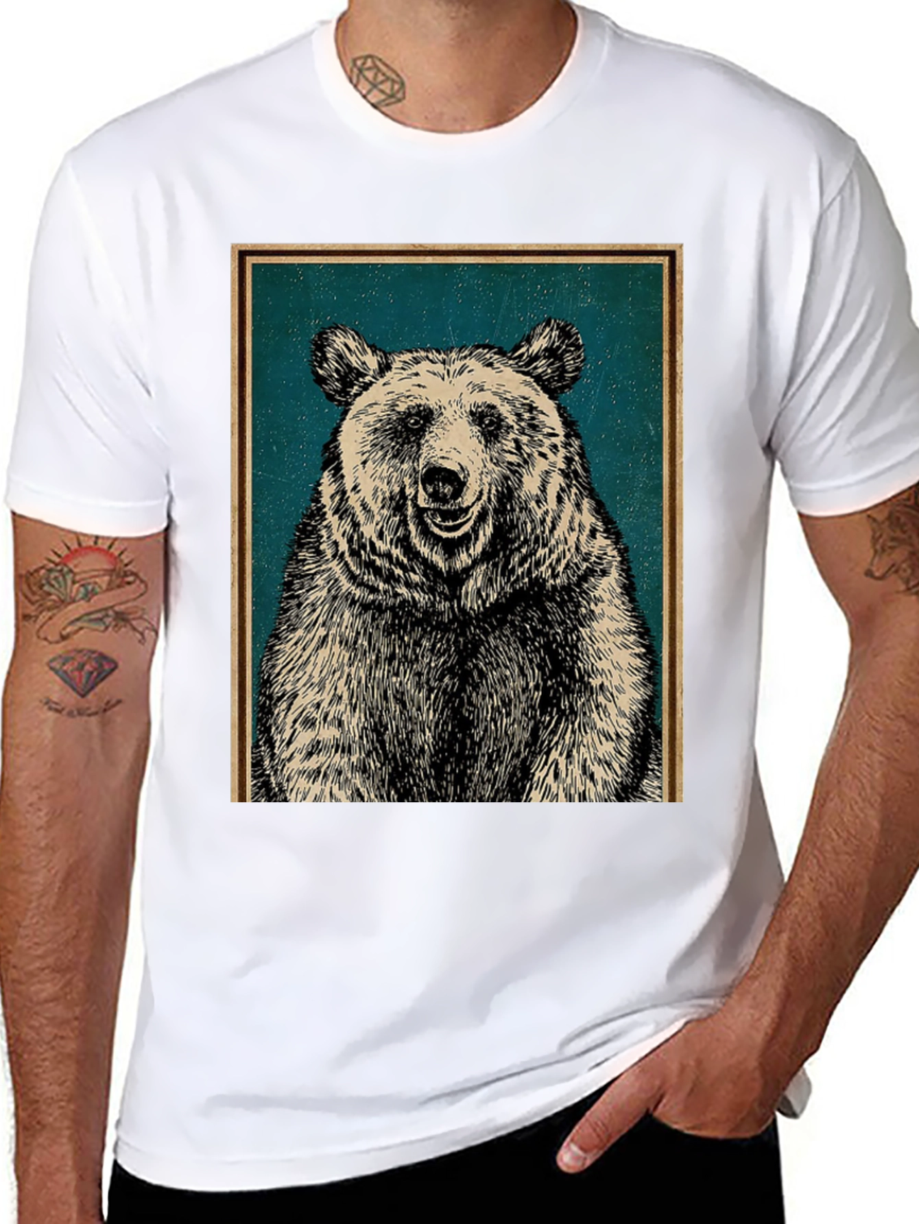Bear Graphic Print Crew Neck T-Shirt