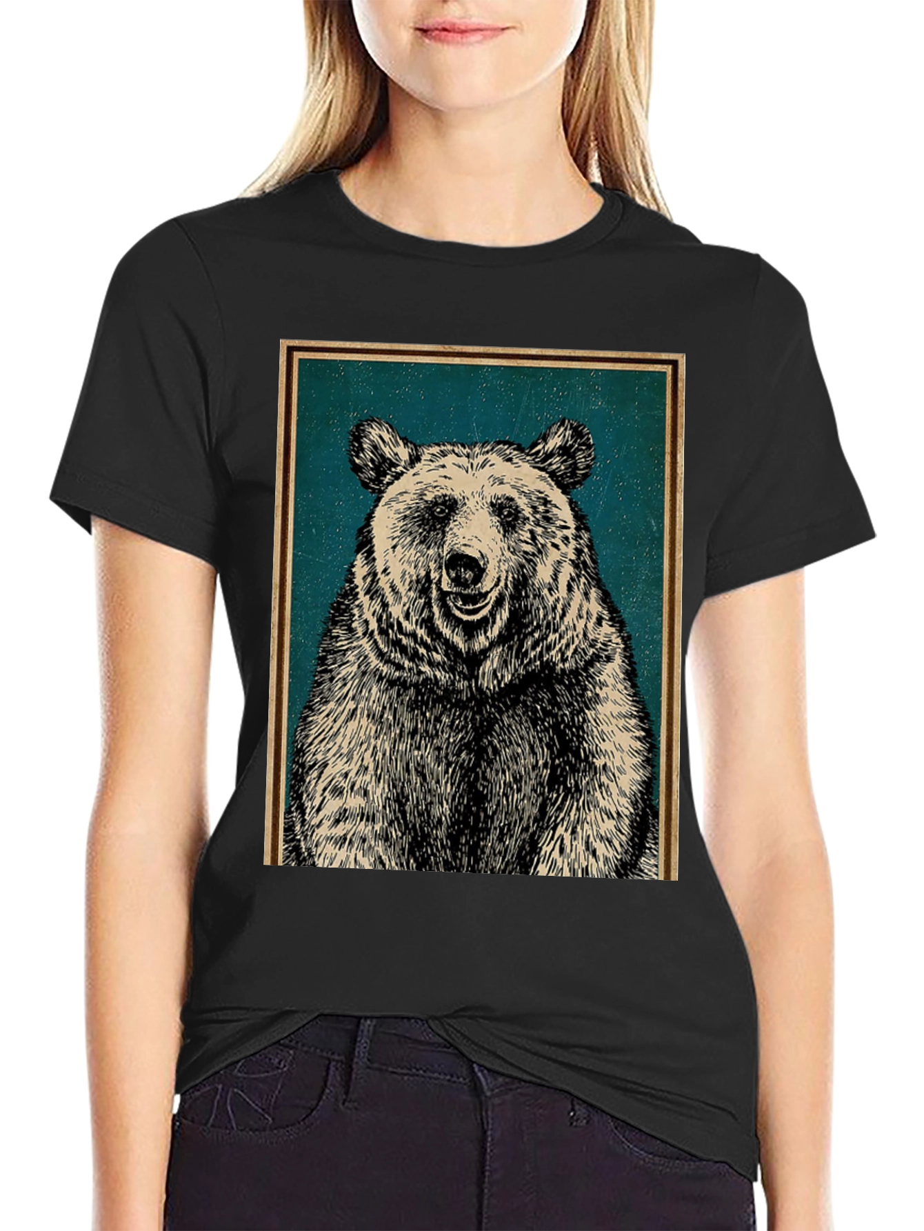 Bear Graphic Print Crew Neck T-Shirt