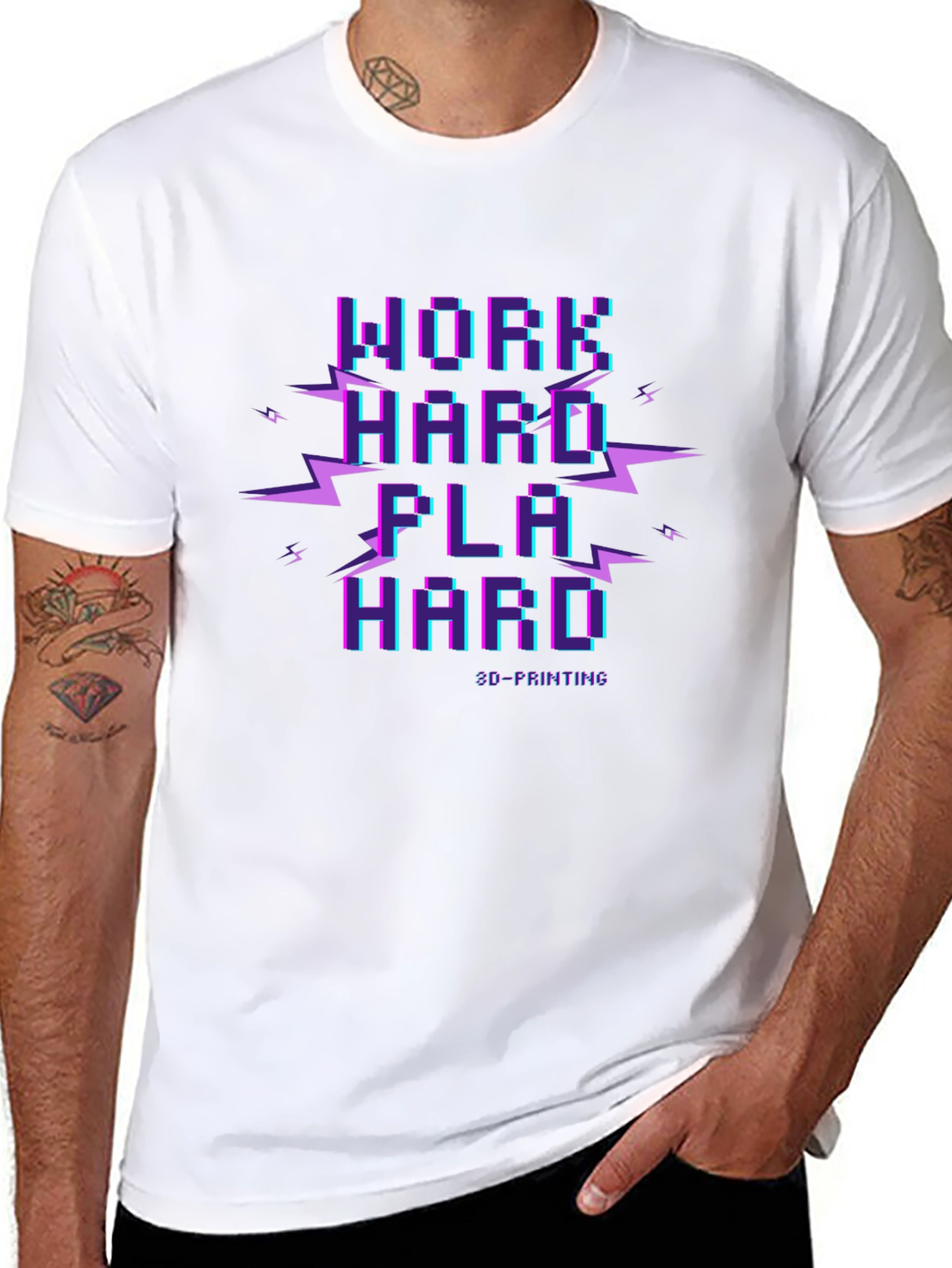 Work Hard Play Hard 3D Printing T-Shirt