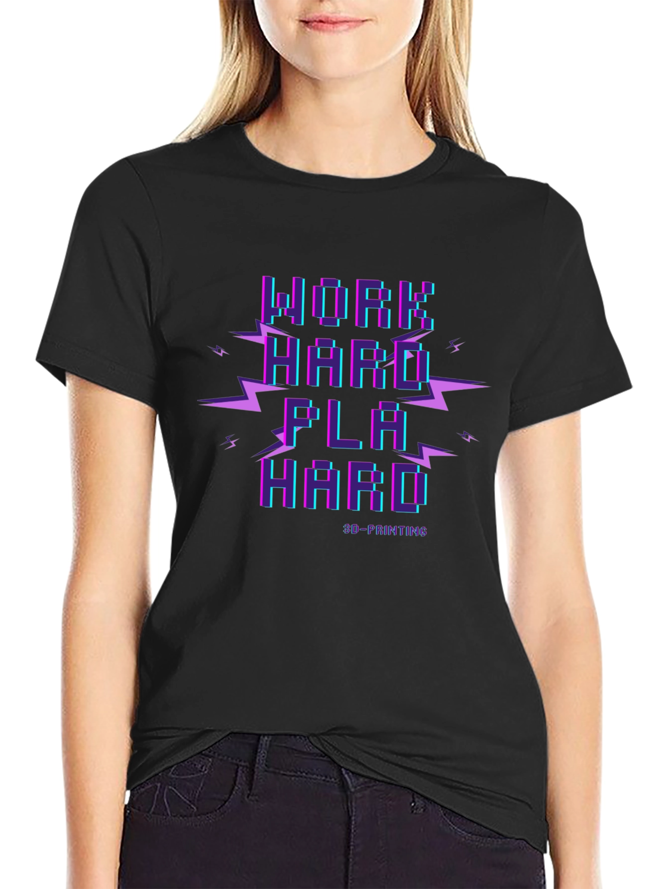 Work Hard Play Hard 3D Printing T-Shirt