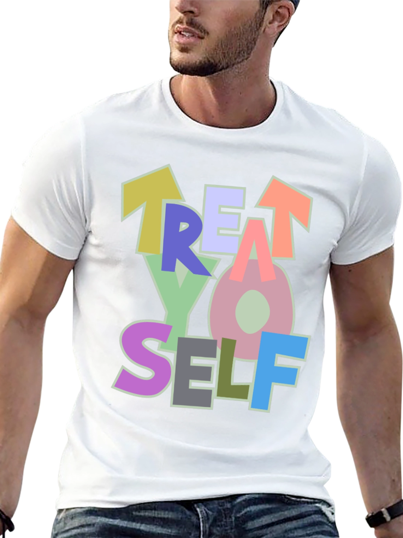 Treat Yo Self Black Graphic T-Shirt