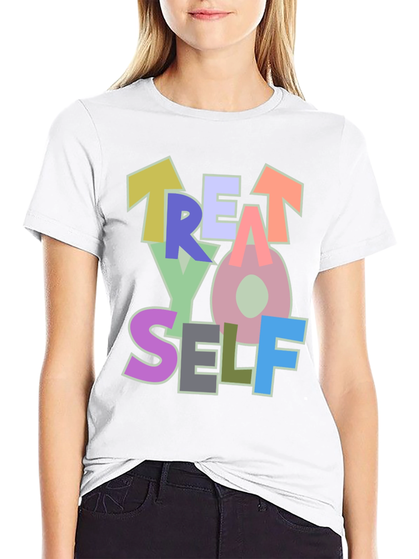 Treat Yo Self Black Graphic T-Shirt