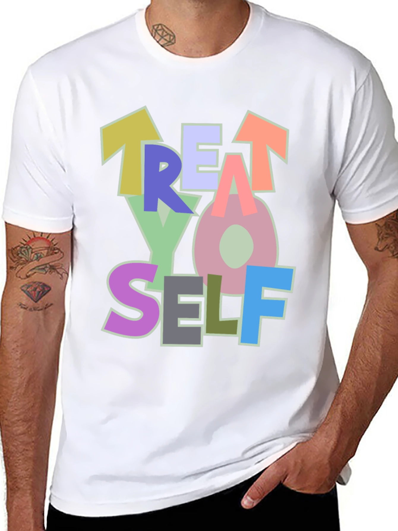Treat Yo Self Black Graphic T-Shirt