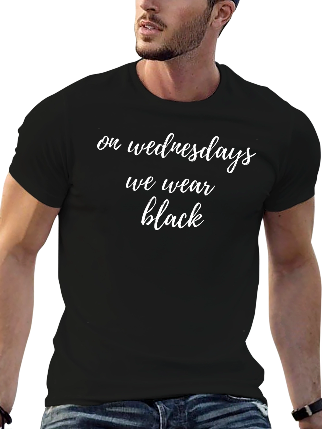 Wednesdays We Wear Black Tee - Stylish Graphic T-Shirt
