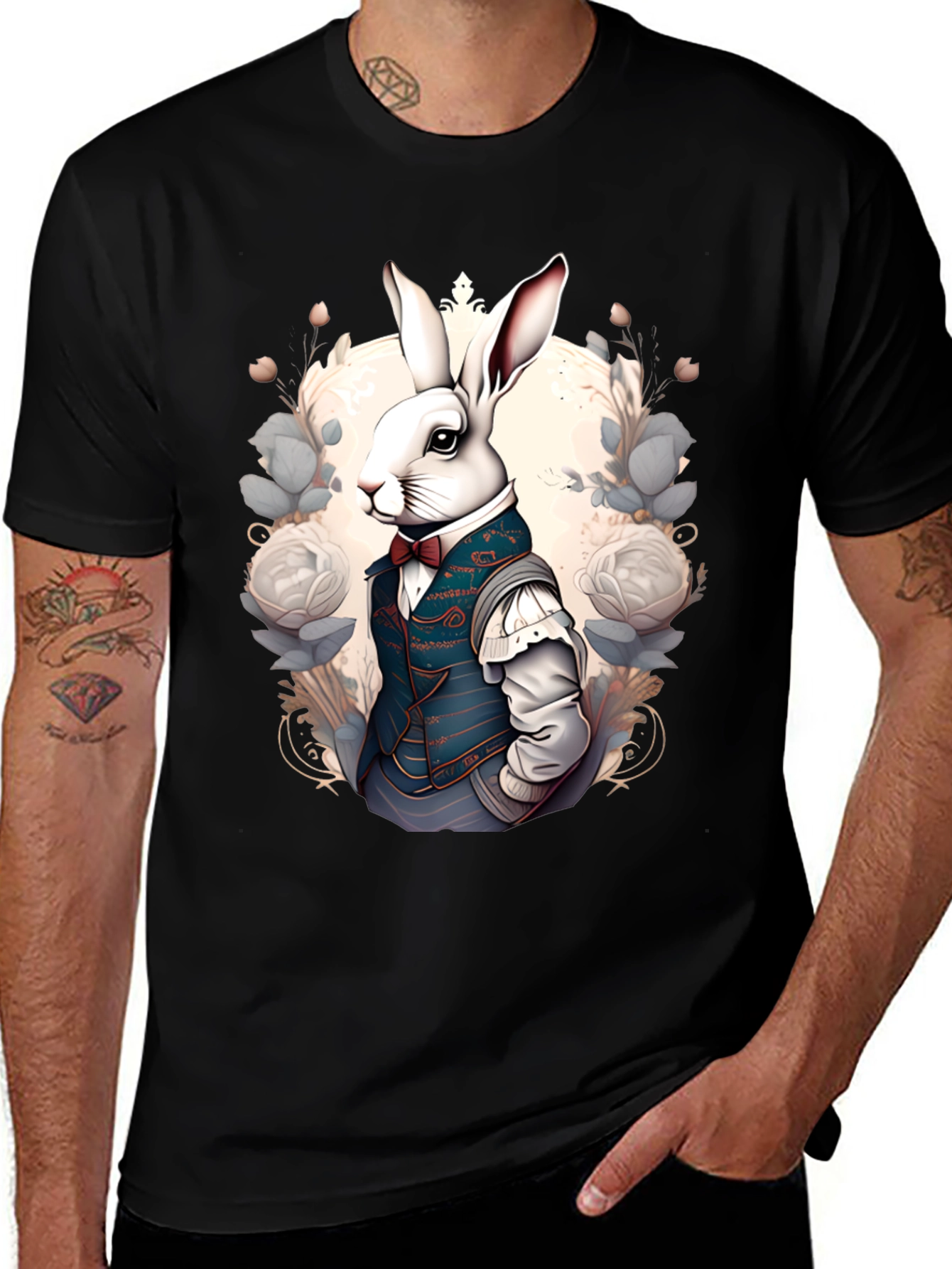Rabbit in Suit T-Shirt: Elegant Animal Print