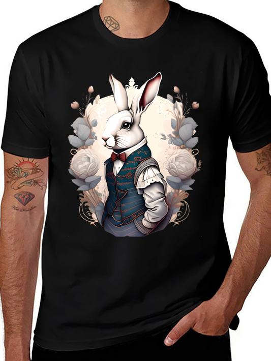 Rabbit in Suit T-Shirt: Elegant Animal Print