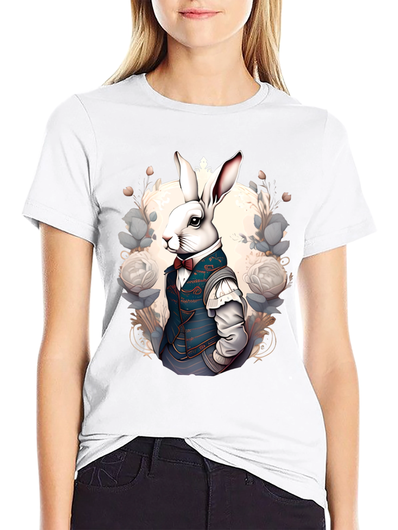 Rabbit in Suit T-Shirt: Elegant Animal Print
