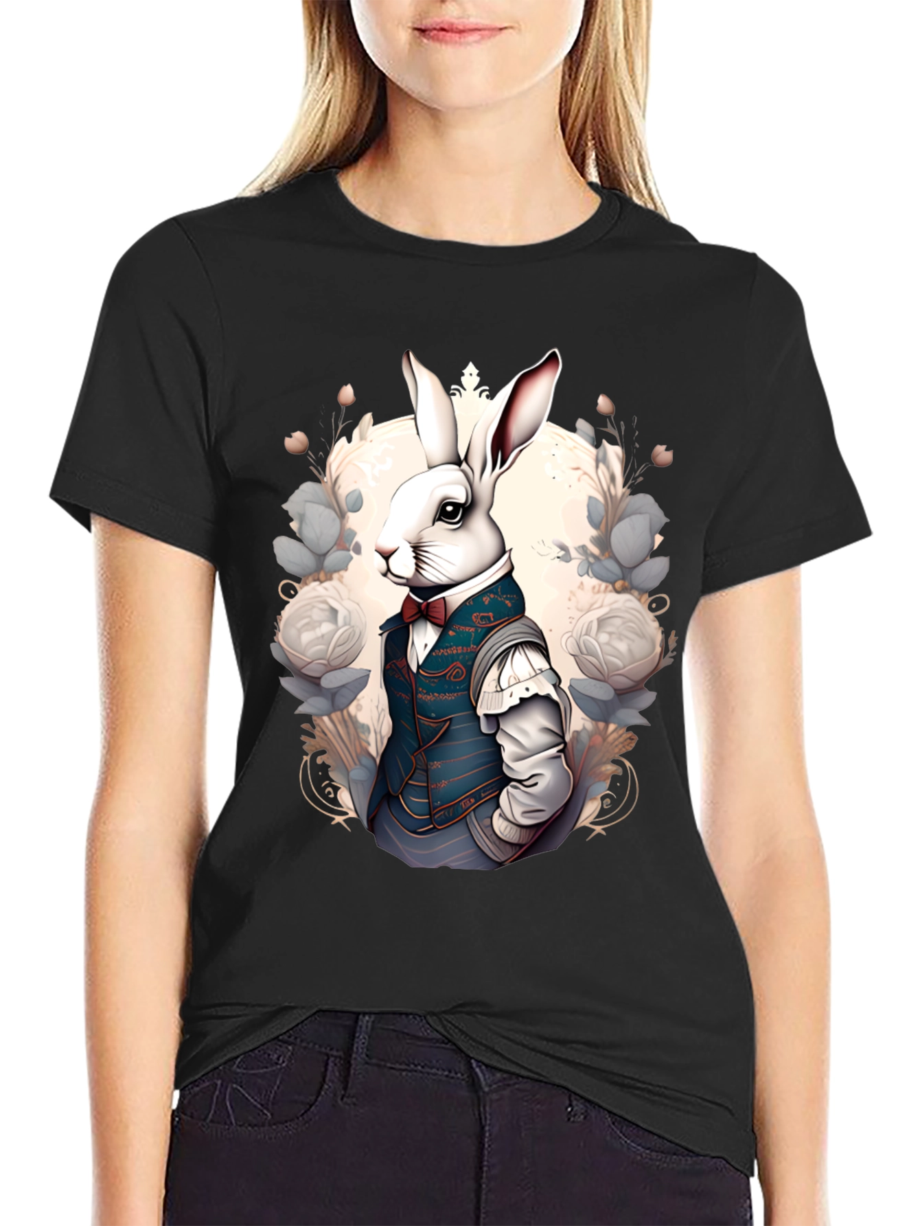 Rabbit in Suit T-Shirt: Elegant Animal Print