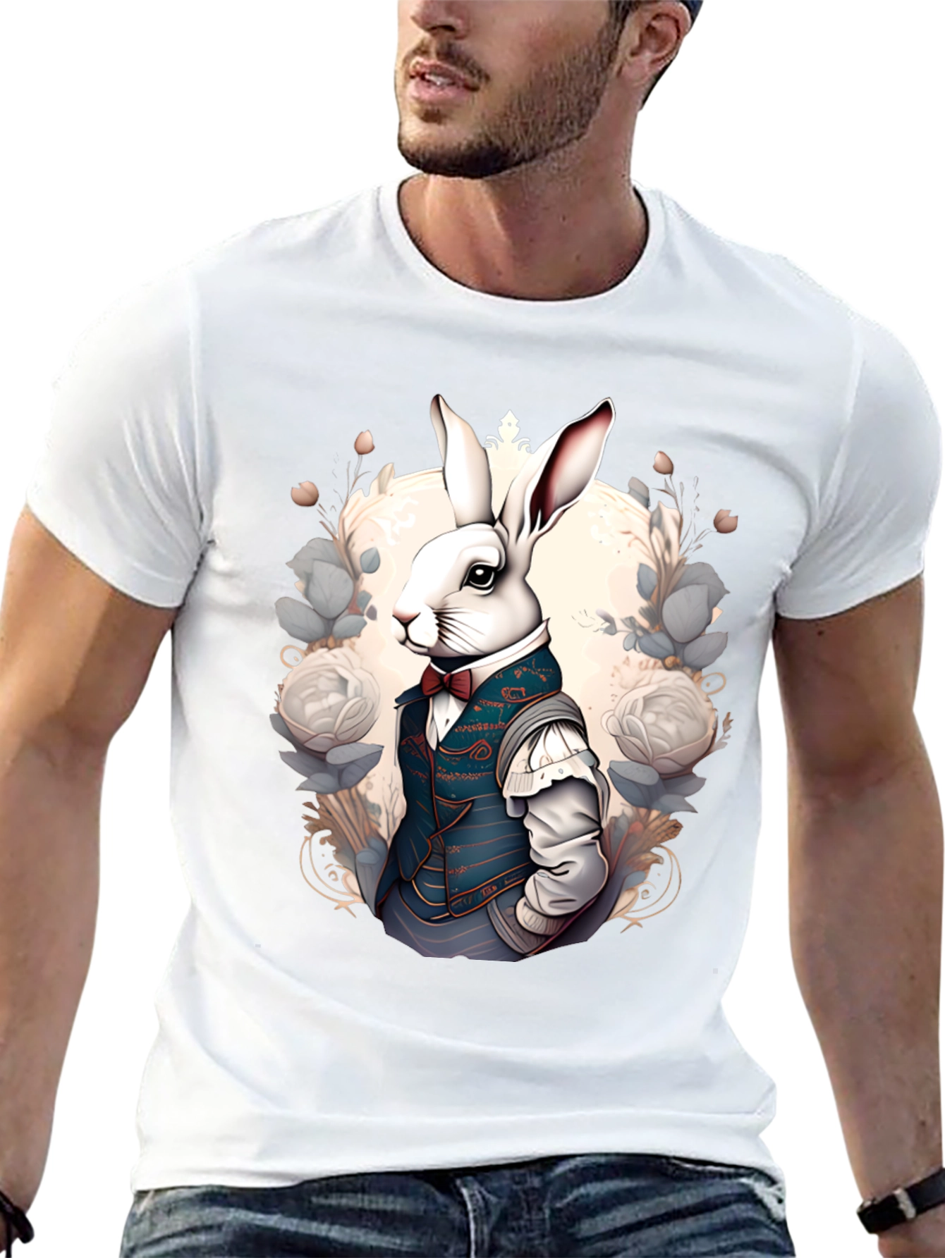 Rabbit in Suit T-Shirt: Elegant Animal Print