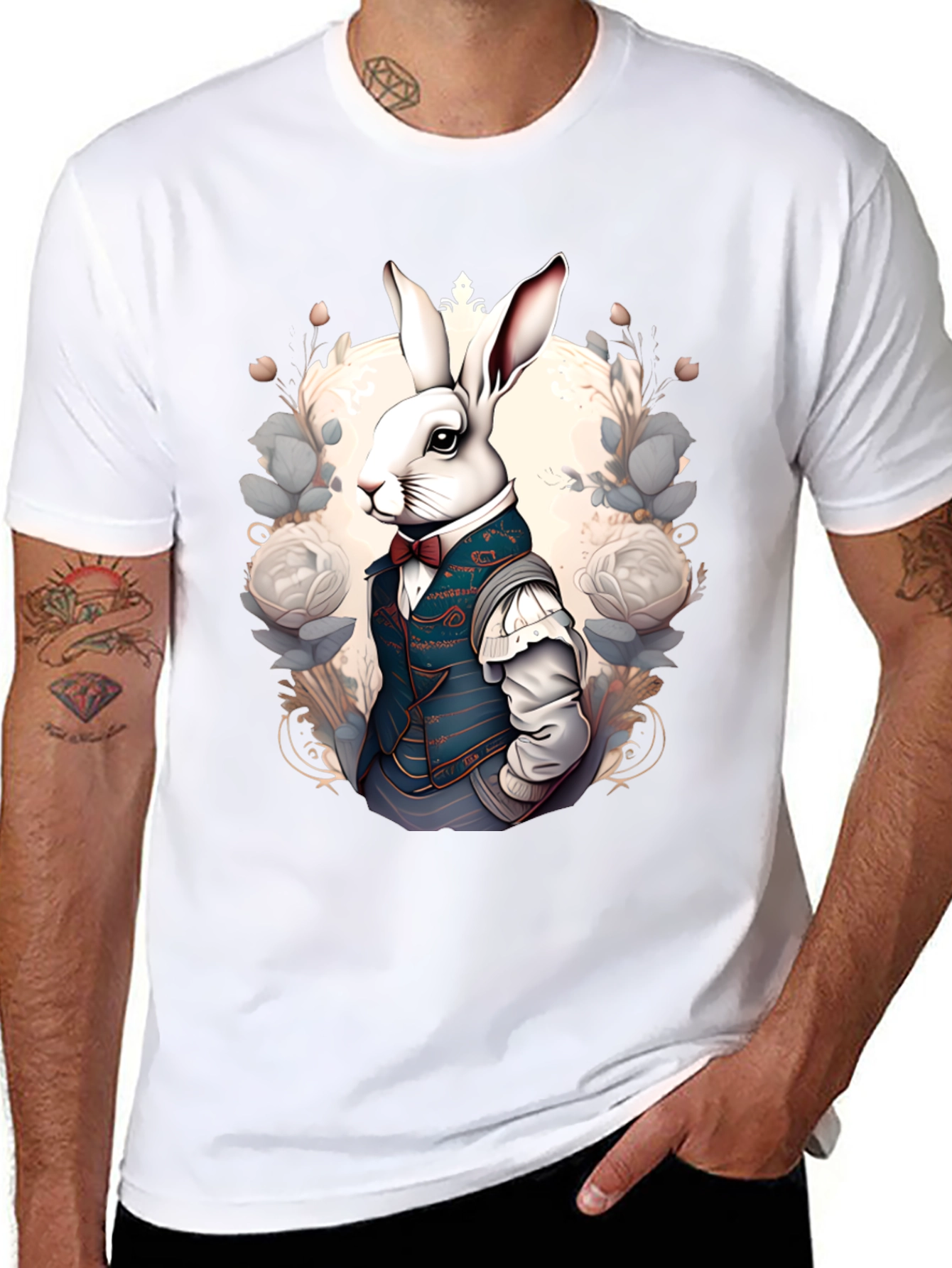 Rabbit in Suit T-Shirt: Elegant Animal Print