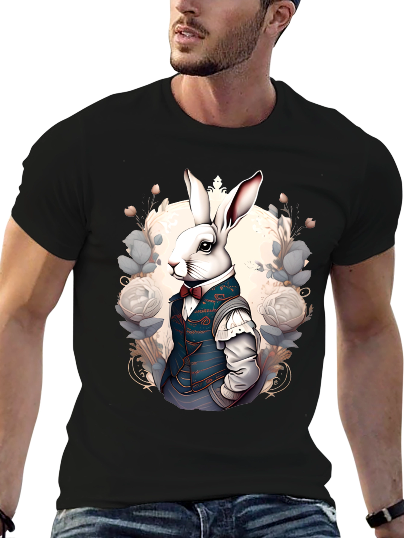 Rabbit in Suit T-Shirt: Elegant Animal Print