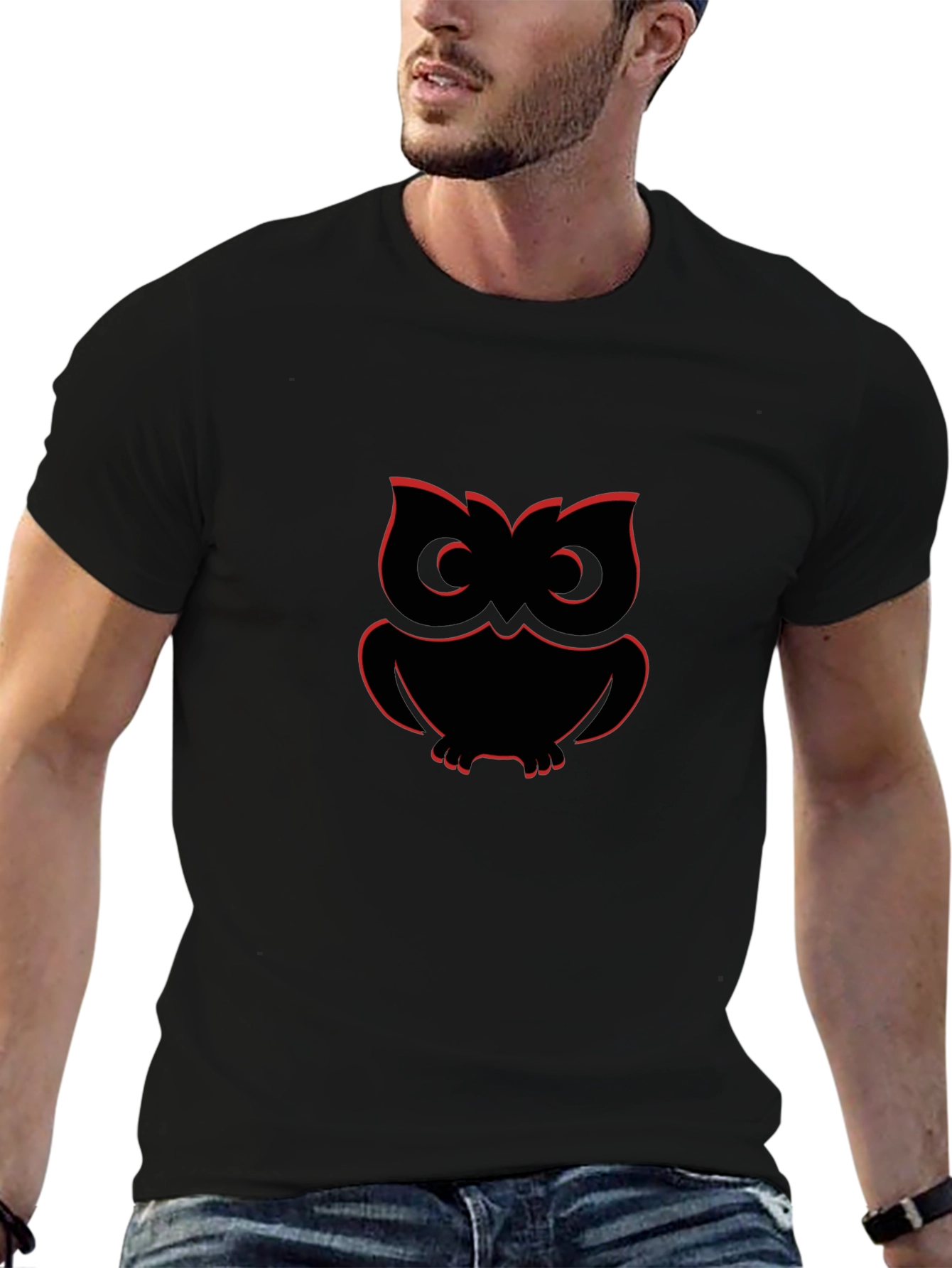 Cool Owl Graphic Tee - Black
