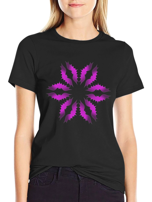 Stylish Black T-Shirt with Unique Floral Pattern