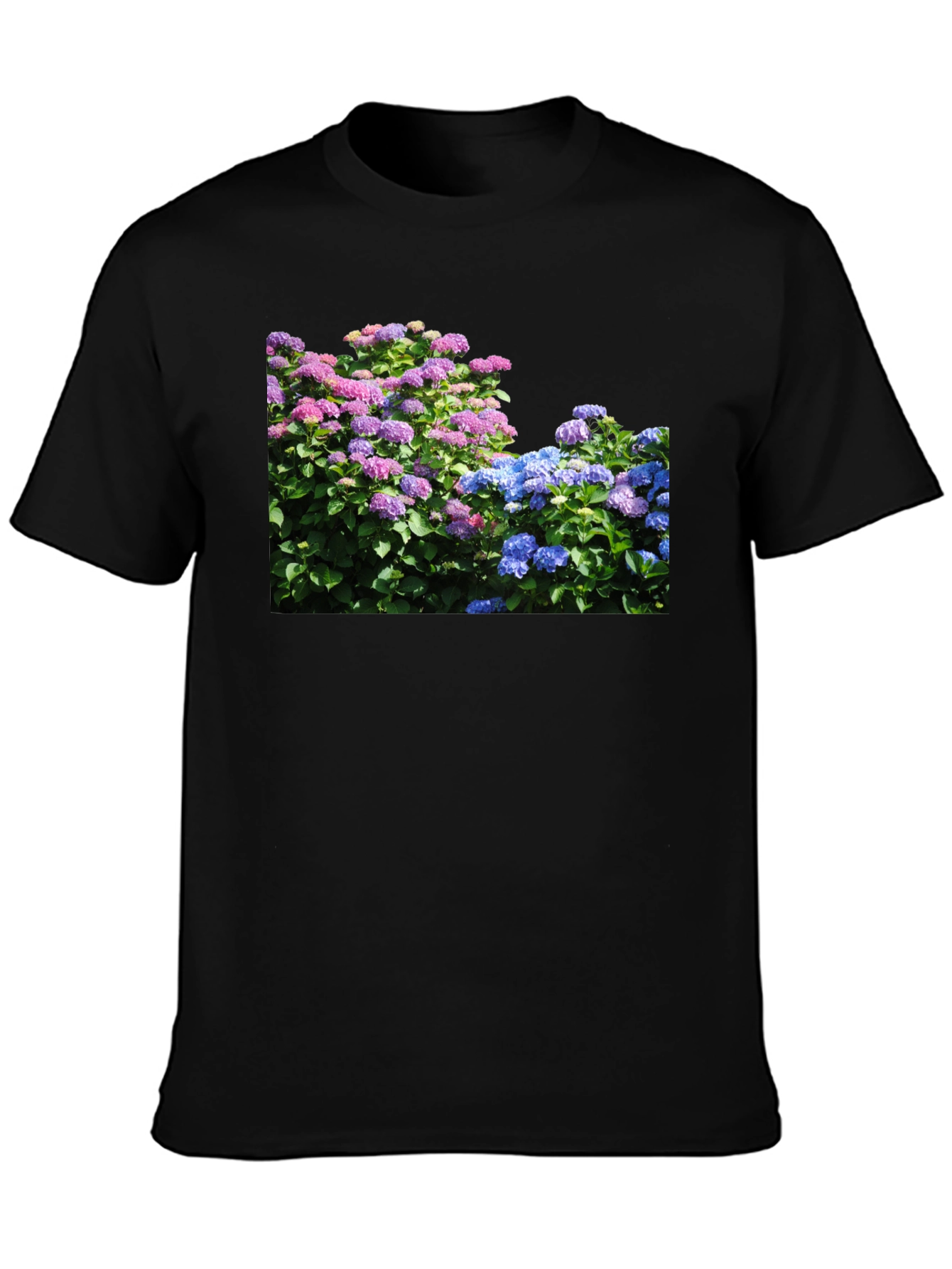Floral Hydrangea Black T-Shirt