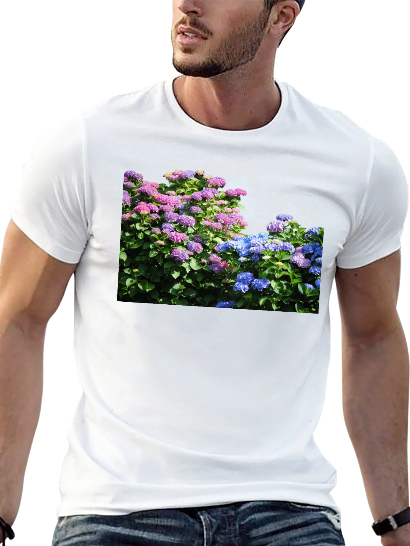 Floral Hydrangea Black T-Shirt