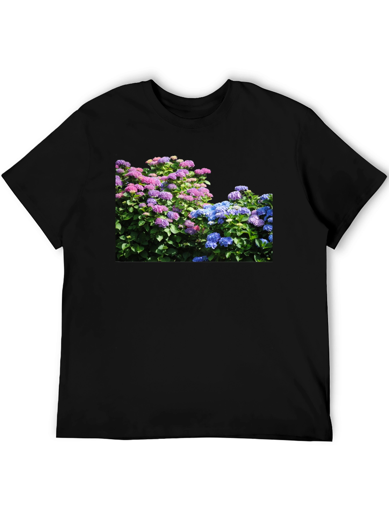 Floral Hydrangea Black T-Shirt