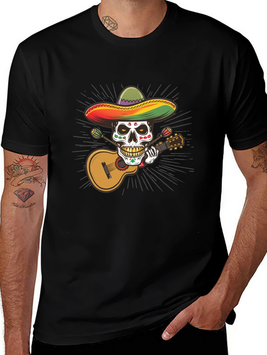 Day of the Dead Skull T-Shirt - Guitar Player