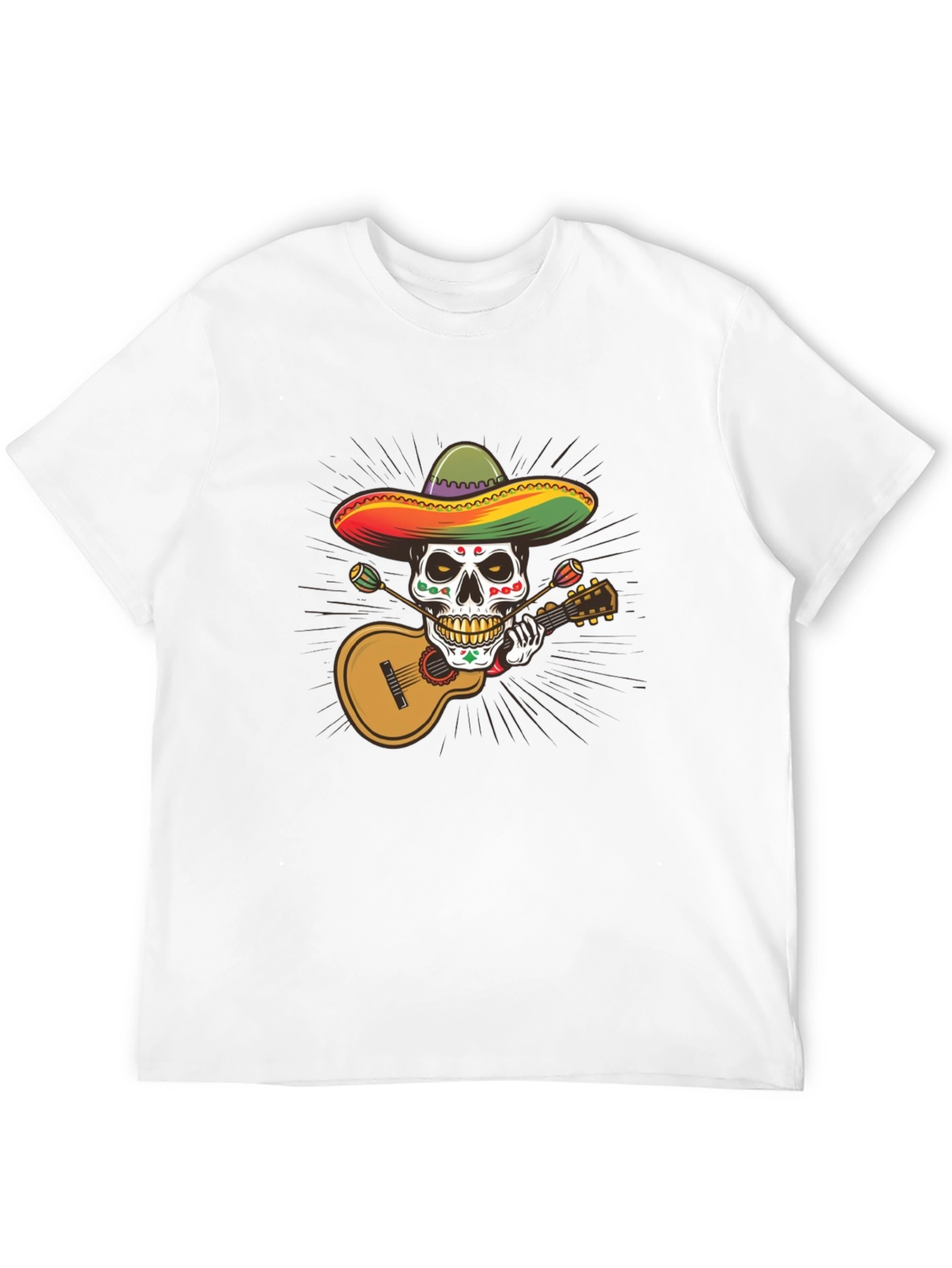 Day of the Dead Skull T-Shirt - Guitar Player