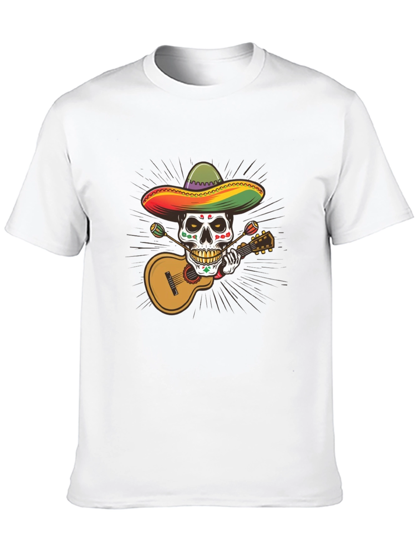 Day of the Dead Skull T-Shirt - Guitar Player