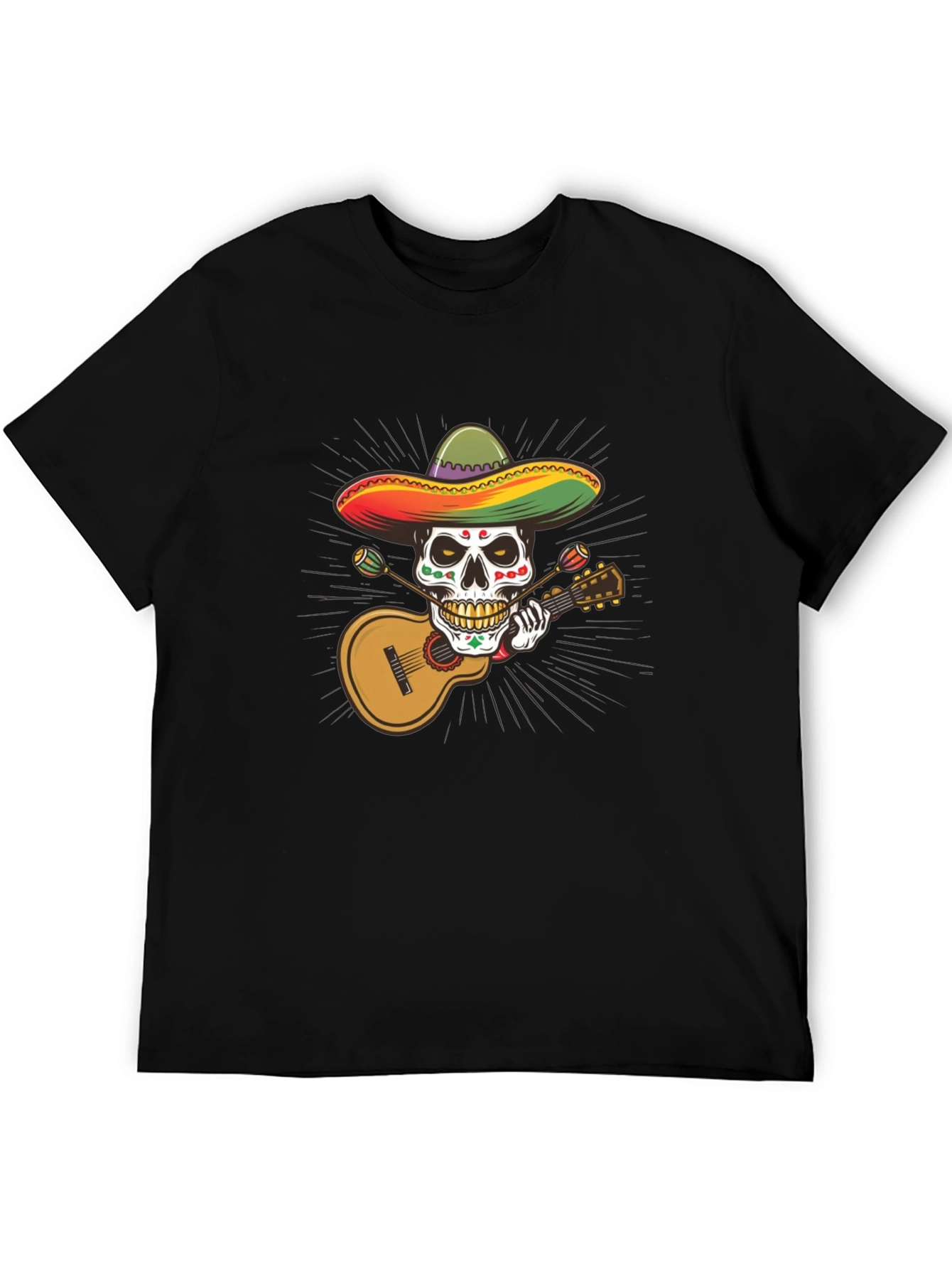 Day of the Dead Skull T-Shirt - Guitar Player