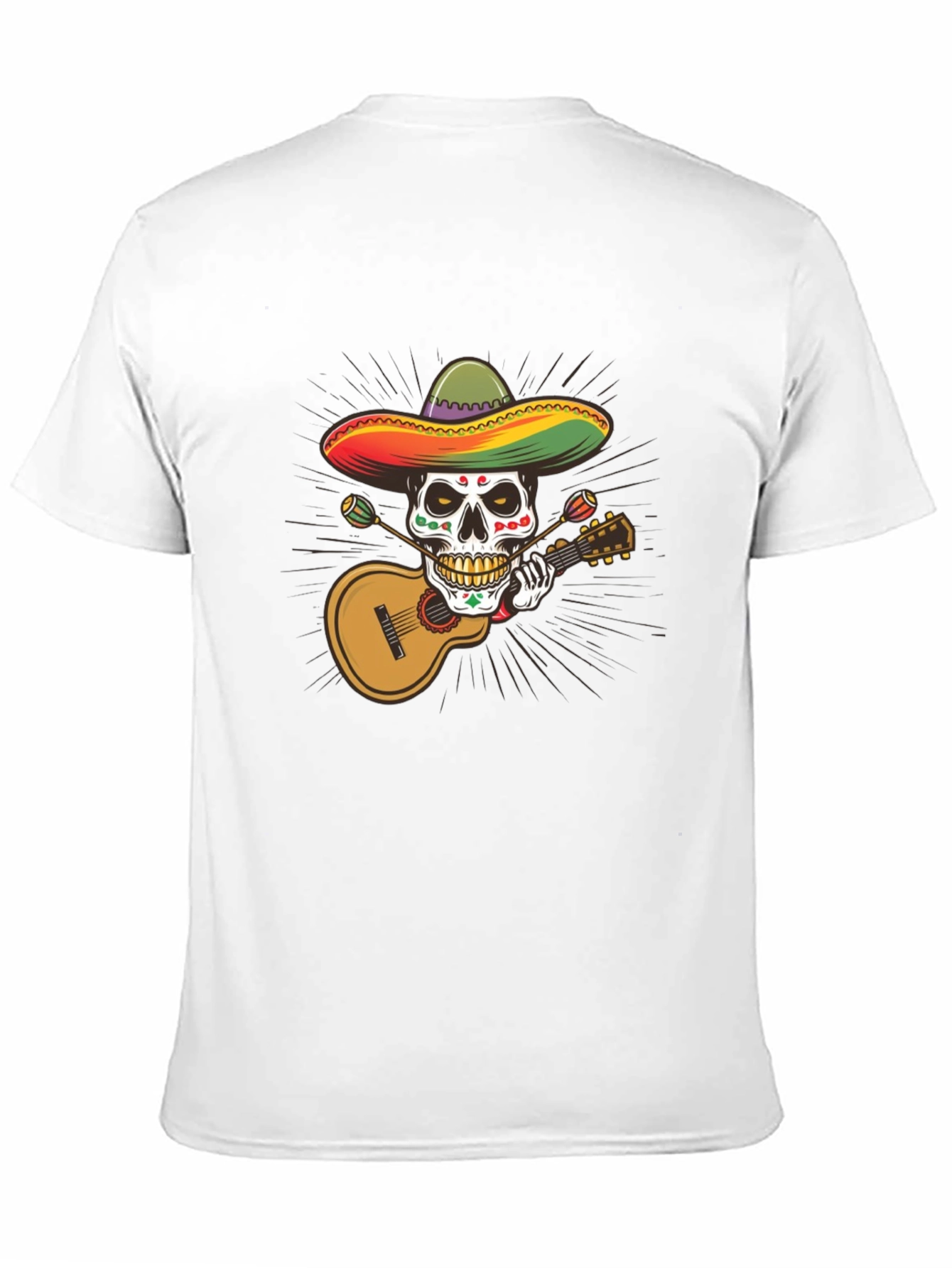 Day of the Dead Skull T-Shirt - Guitar Player