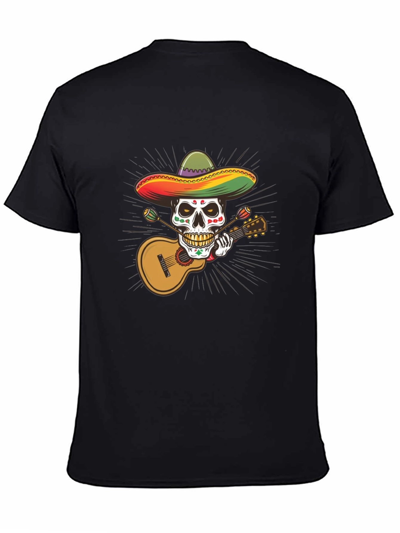 Day of the Dead Skull T-Shirt - Guitar Player