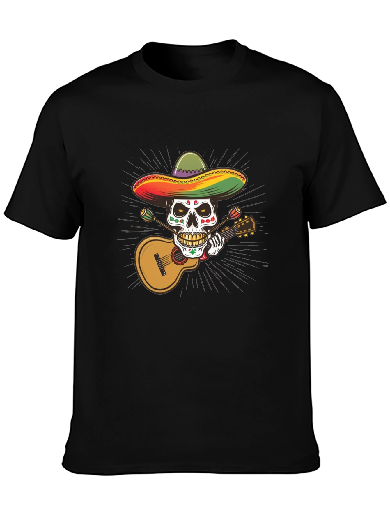 Day of the Dead Skull T-Shirt - Guitar Player