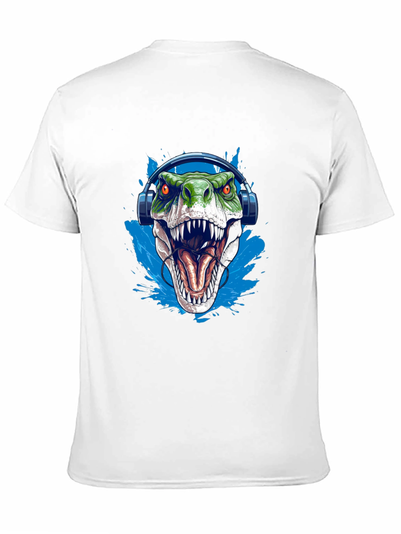 Dino Beats T-Shirt - Green T-Rex with Headphones