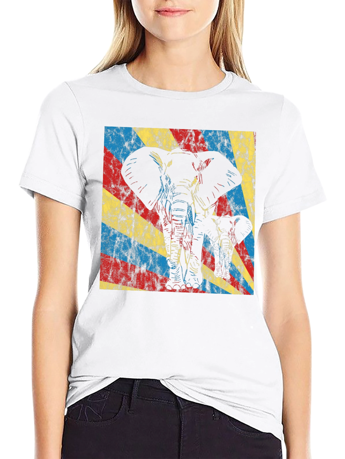 Elephant Graphic Tee - Retro Style Black T-Shirt