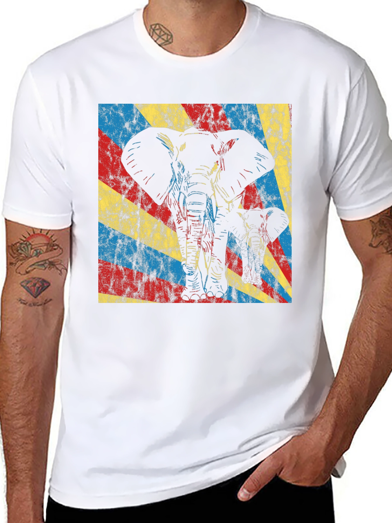 Elephant Graphic Tee - Retro Style Black T-Shirt