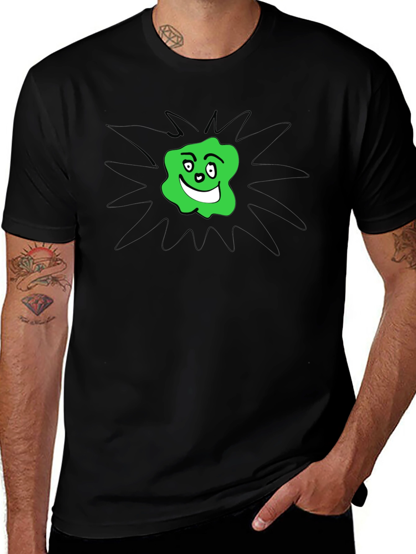 Groovy Green Blob Graphic Tee - Black