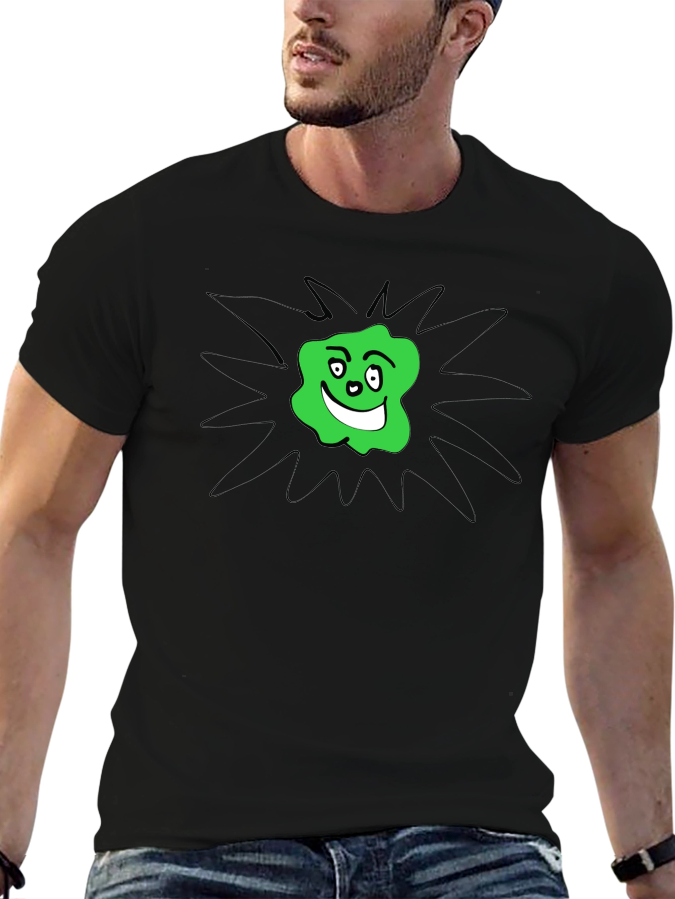 Groovy Green Blob Graphic Tee - Black