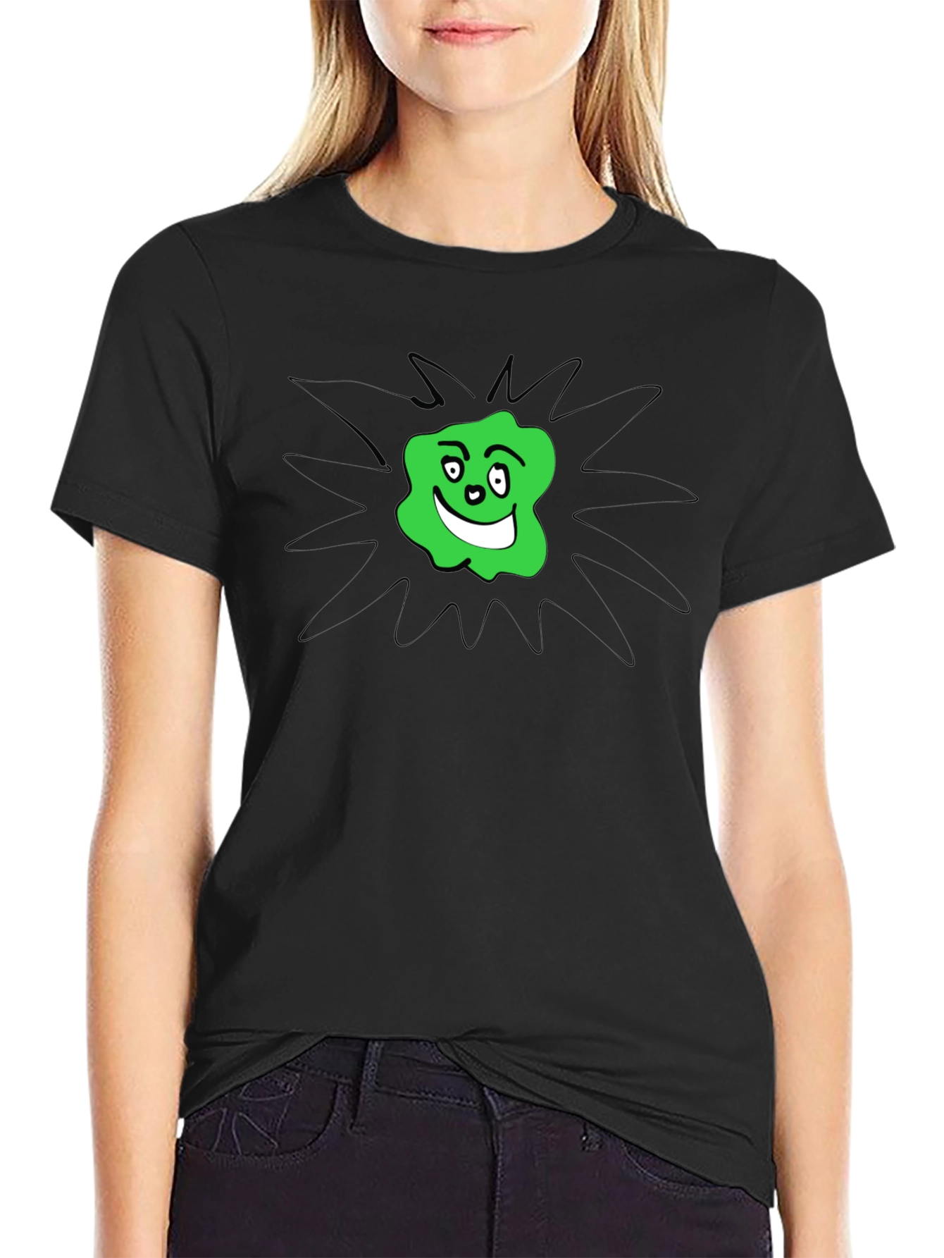 Groovy Green Blob Graphic Tee - Black
